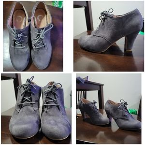 Gray heeled booties sz7